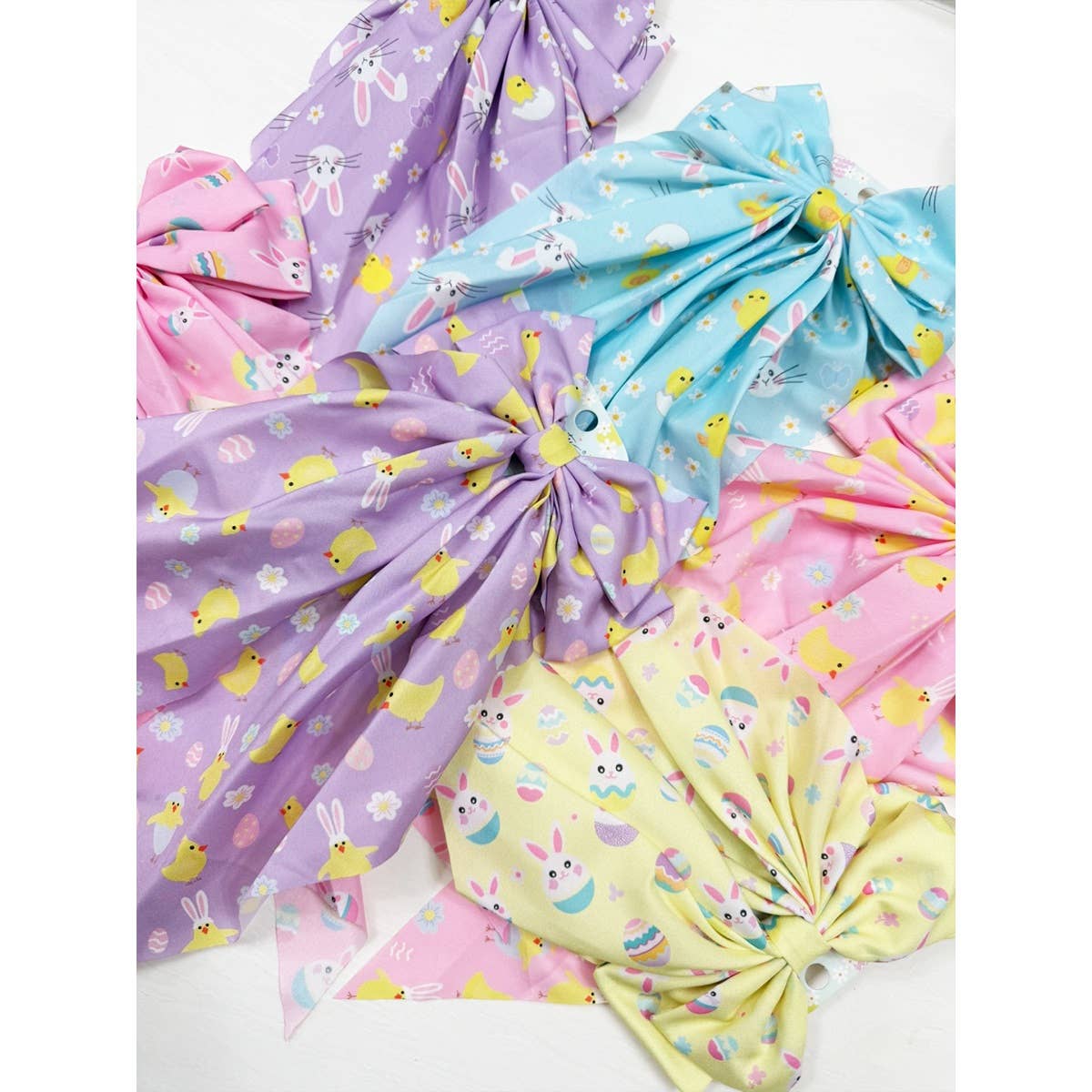 Easter Theme Long Tail Satin Hair Bow Clip