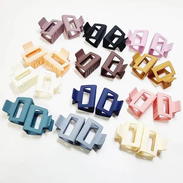 2 pcs Matte Color Hair Claw Clip Set