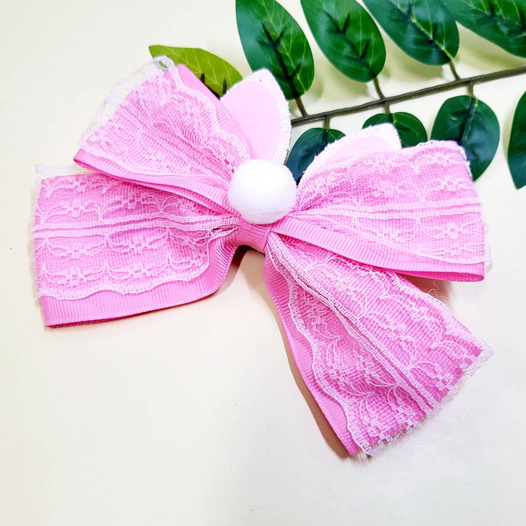 Easter Lace Bunny Ears and Tail Hair Bow