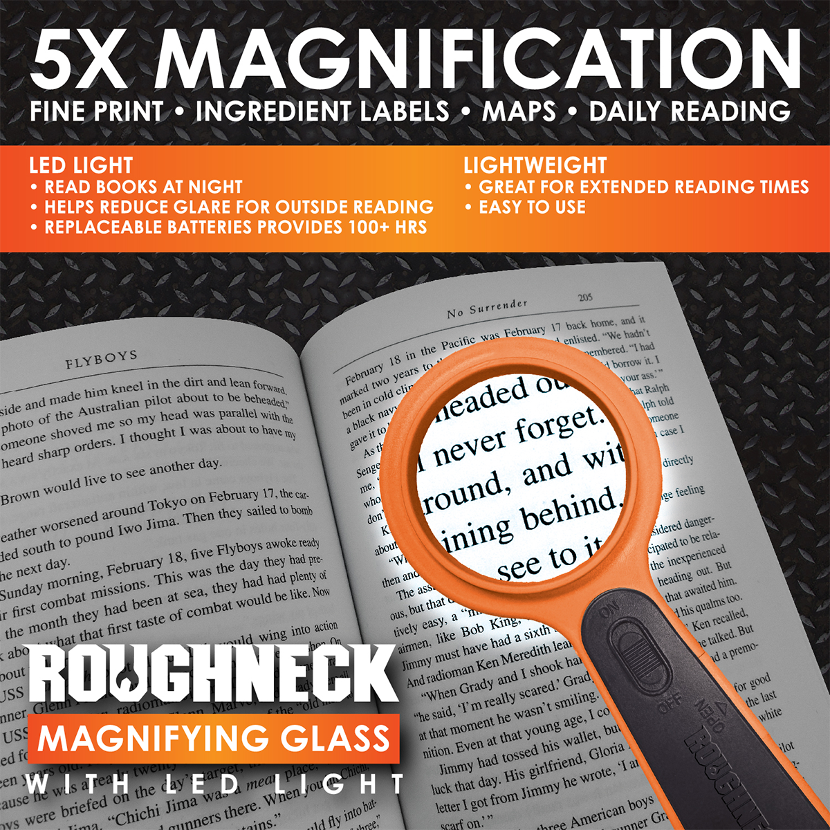 Roughneck Magnifying Glass with LED Light