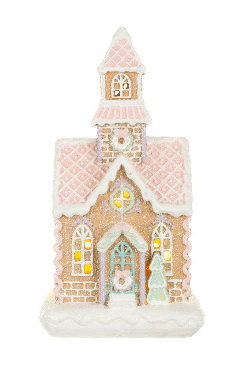 White/Pink Glittery Led Gingerbread House Display