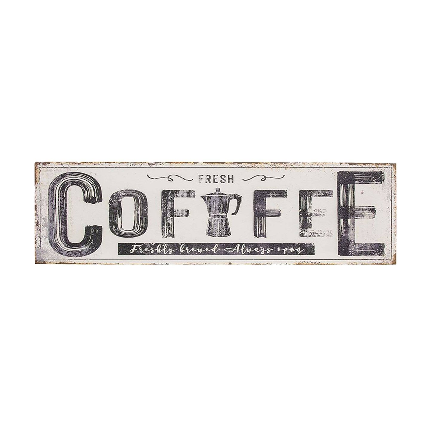 Coffee White Distressed Metal Sign