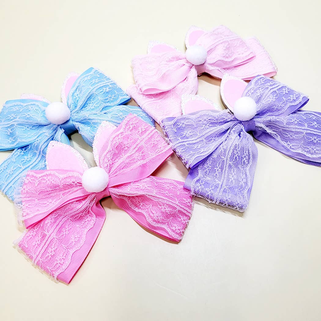 Easter Lace Bunny Ears and Tail Hair Bow