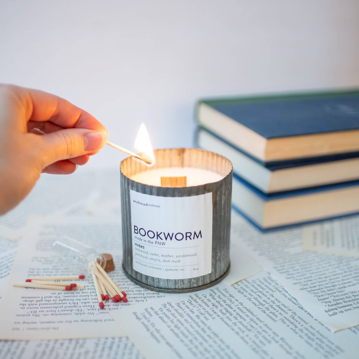 Staycation Rustic Vintage Farmhouse Wood Wick Candle