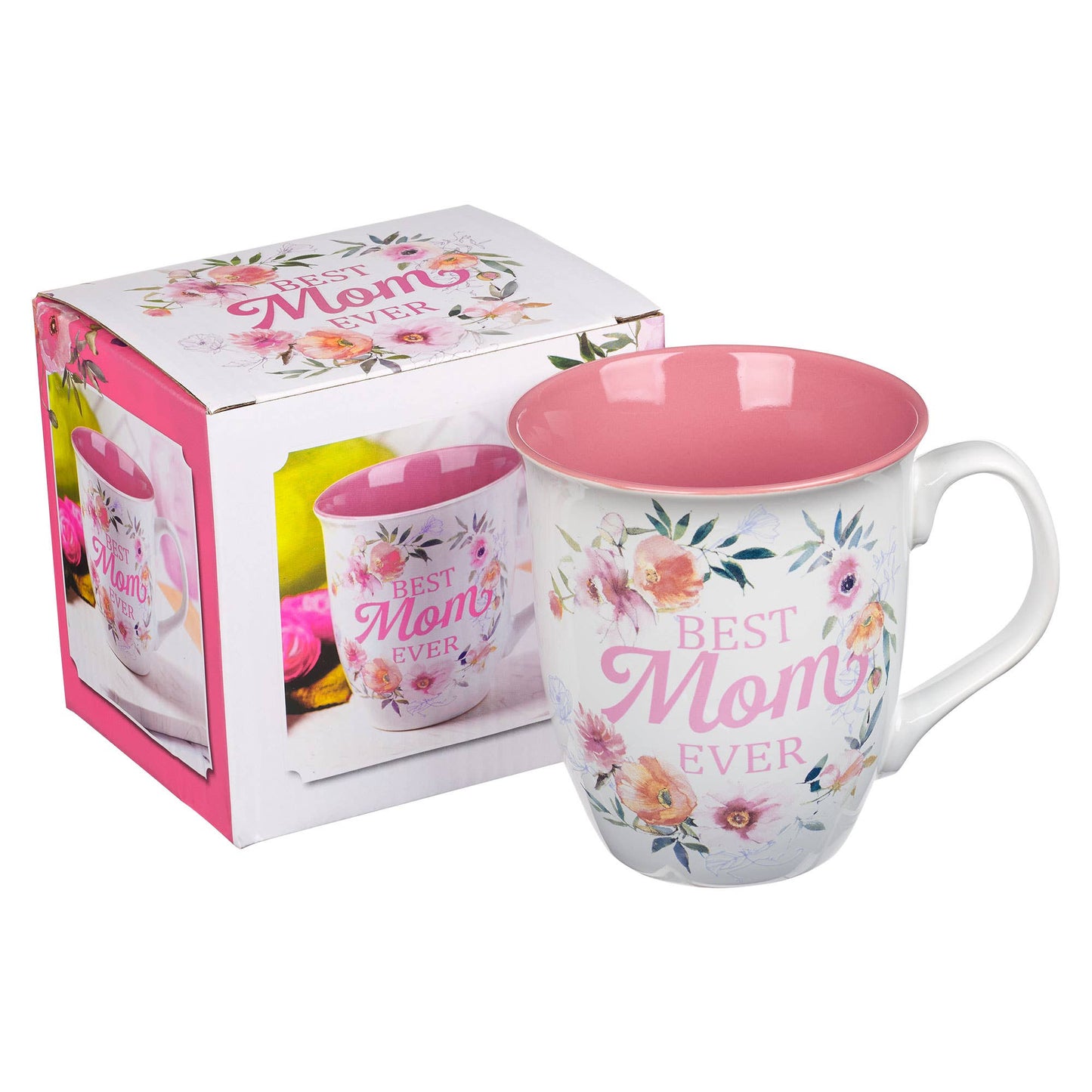 Pink/White Floral Best Mom Ever Num. 6:24 Mug