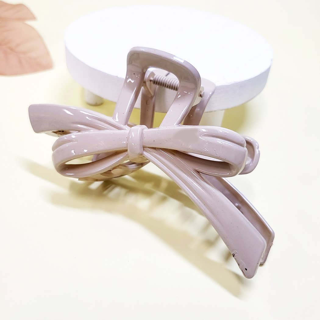 Glossy Color Ribbon Shape Hair Claw Clip