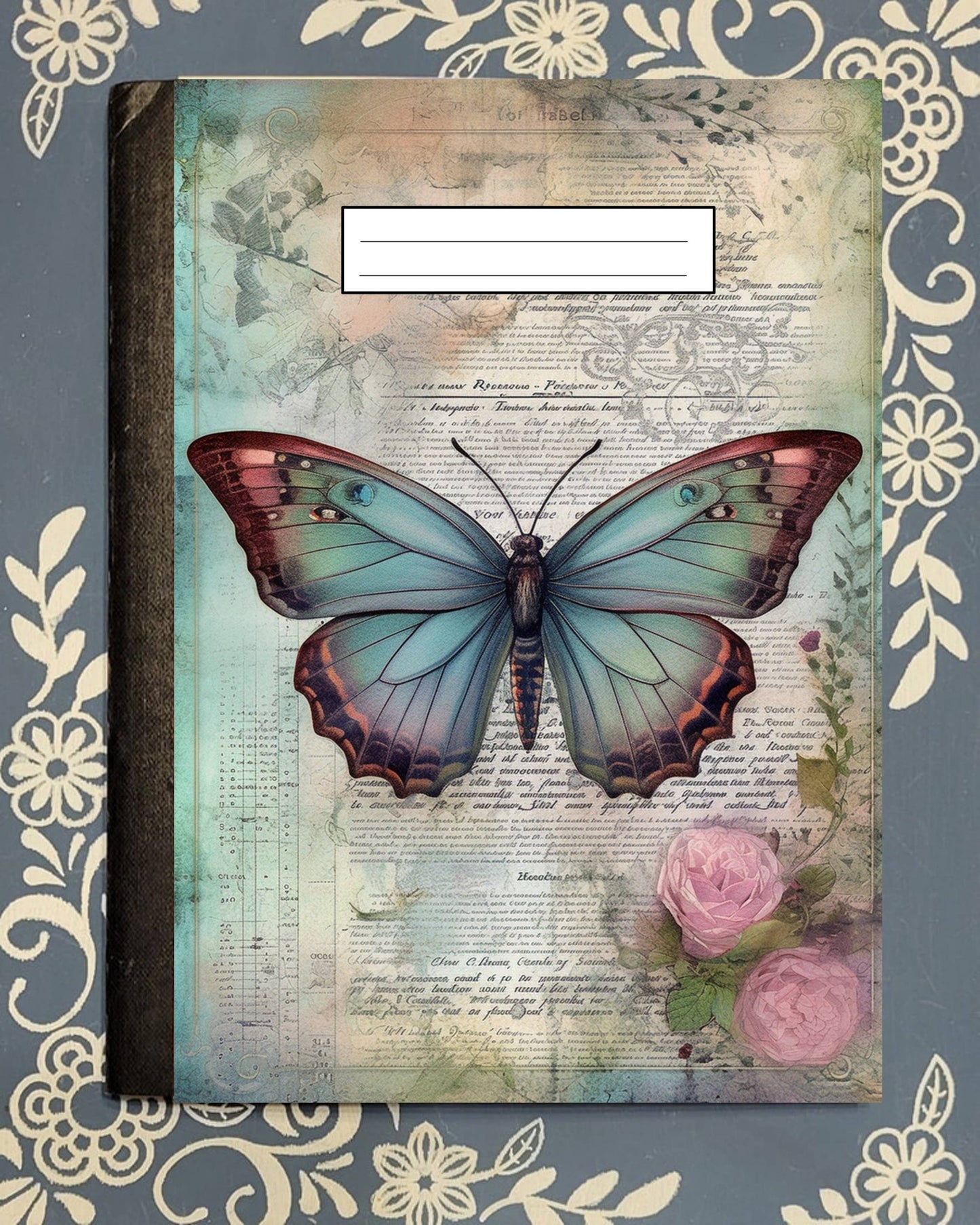 Butterfly, Blue, Covered Notebook
