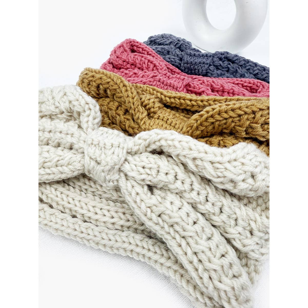 Solid Knit Winter Bow Headband