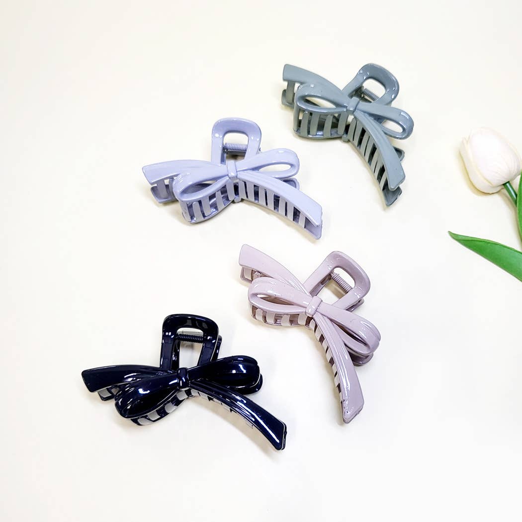Glossy Color Ribbon Shape Hair Claw Clip
