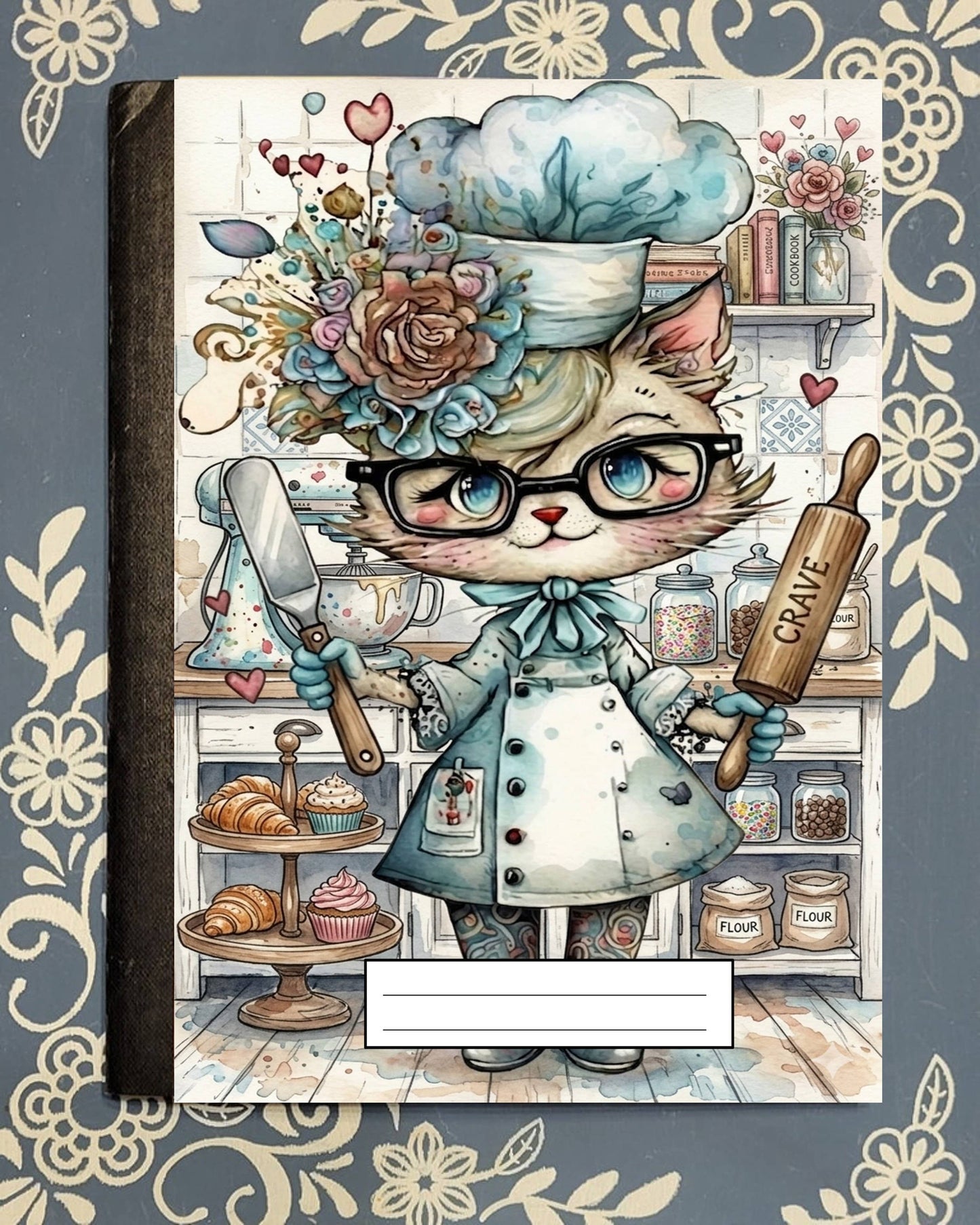 Cat, Fancy 4, Covered Notebook