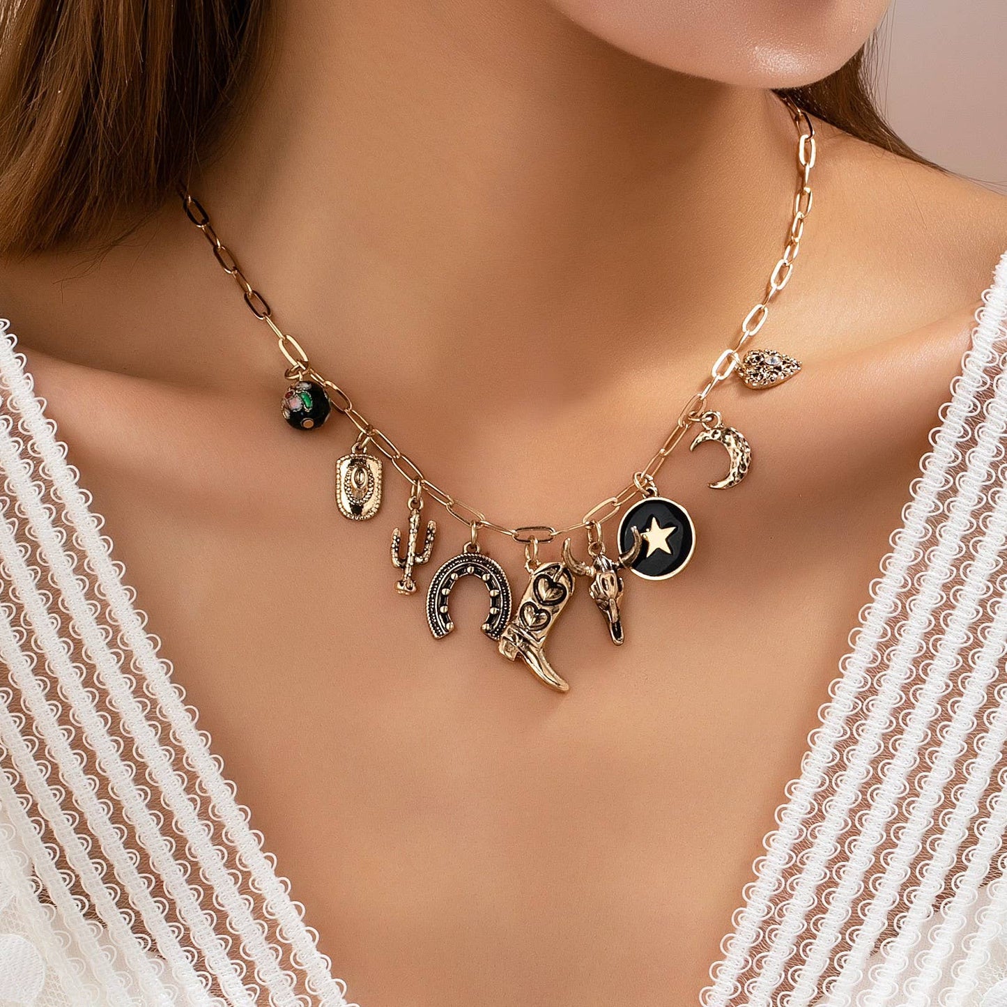 Western Charm Necklace - Boot cross heart | 80N92762
