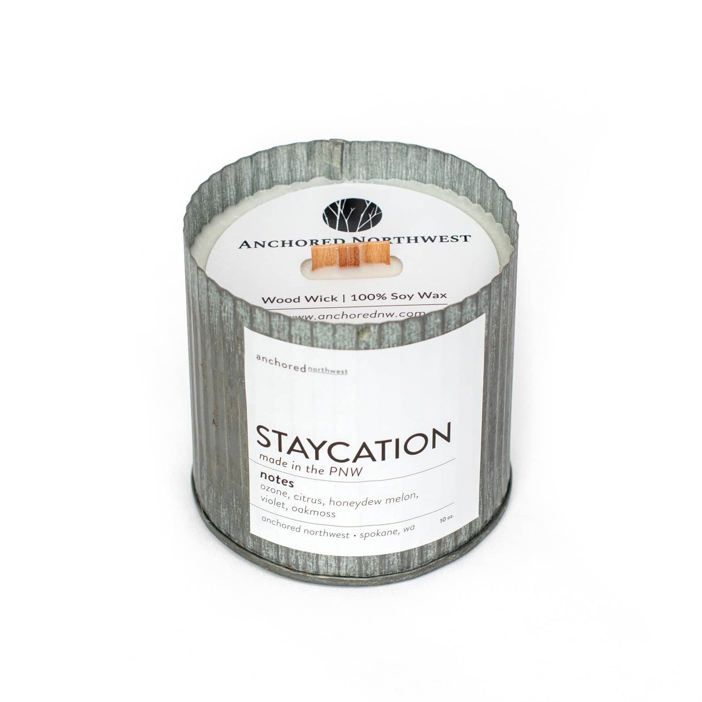 Staycation Rustic Vintage Farmhouse Wood Wick Candle