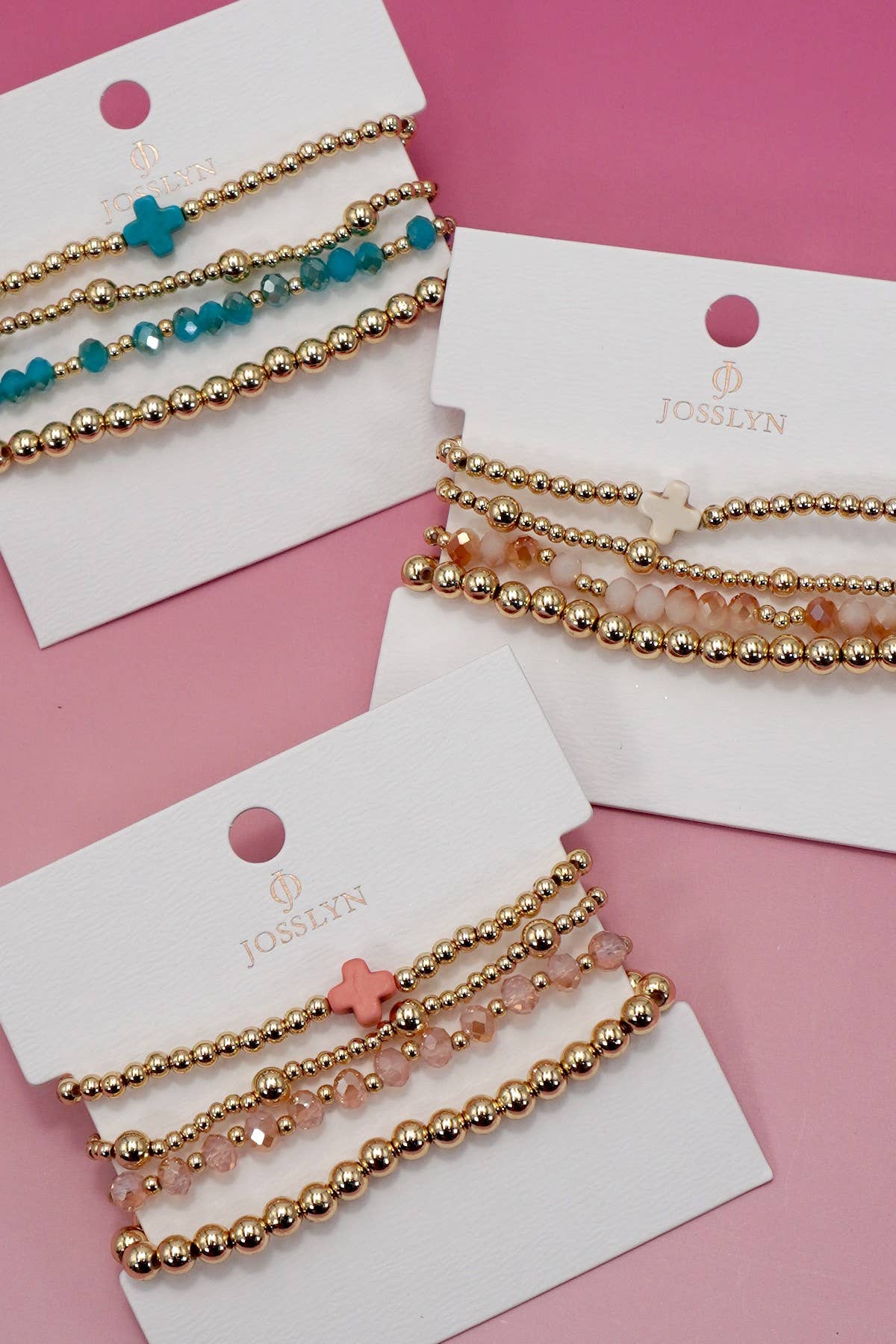 BOHO CROSS MULTI COLORFUL BEADED STRETCH BRACELET | 40B5180