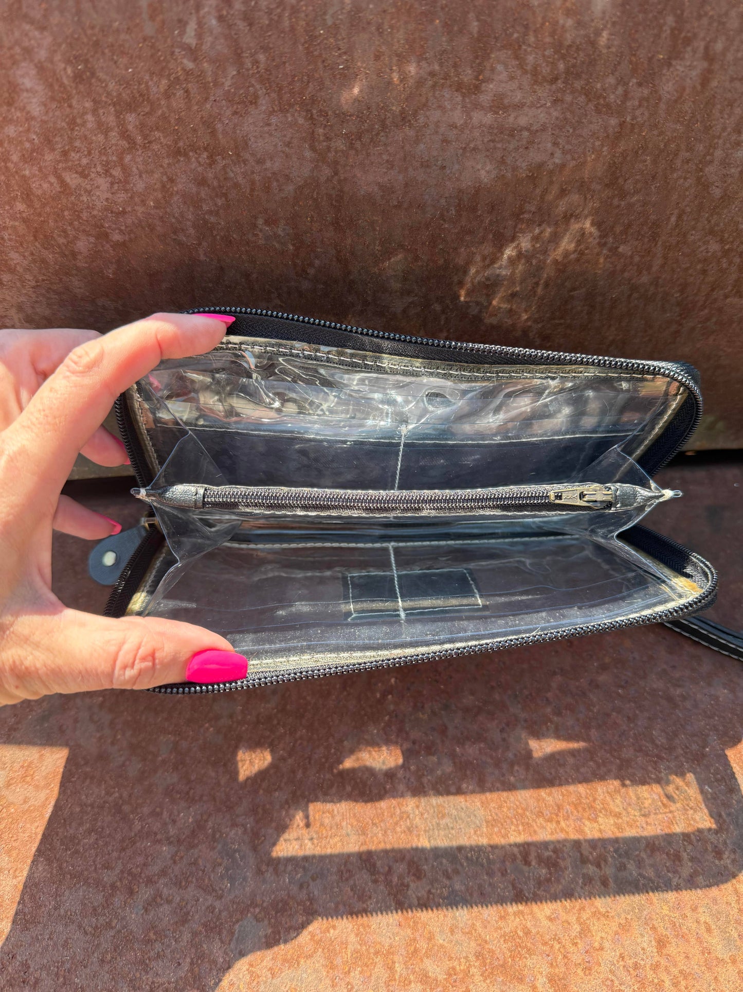 Clear Tooled Leather Wristlet - Wallet