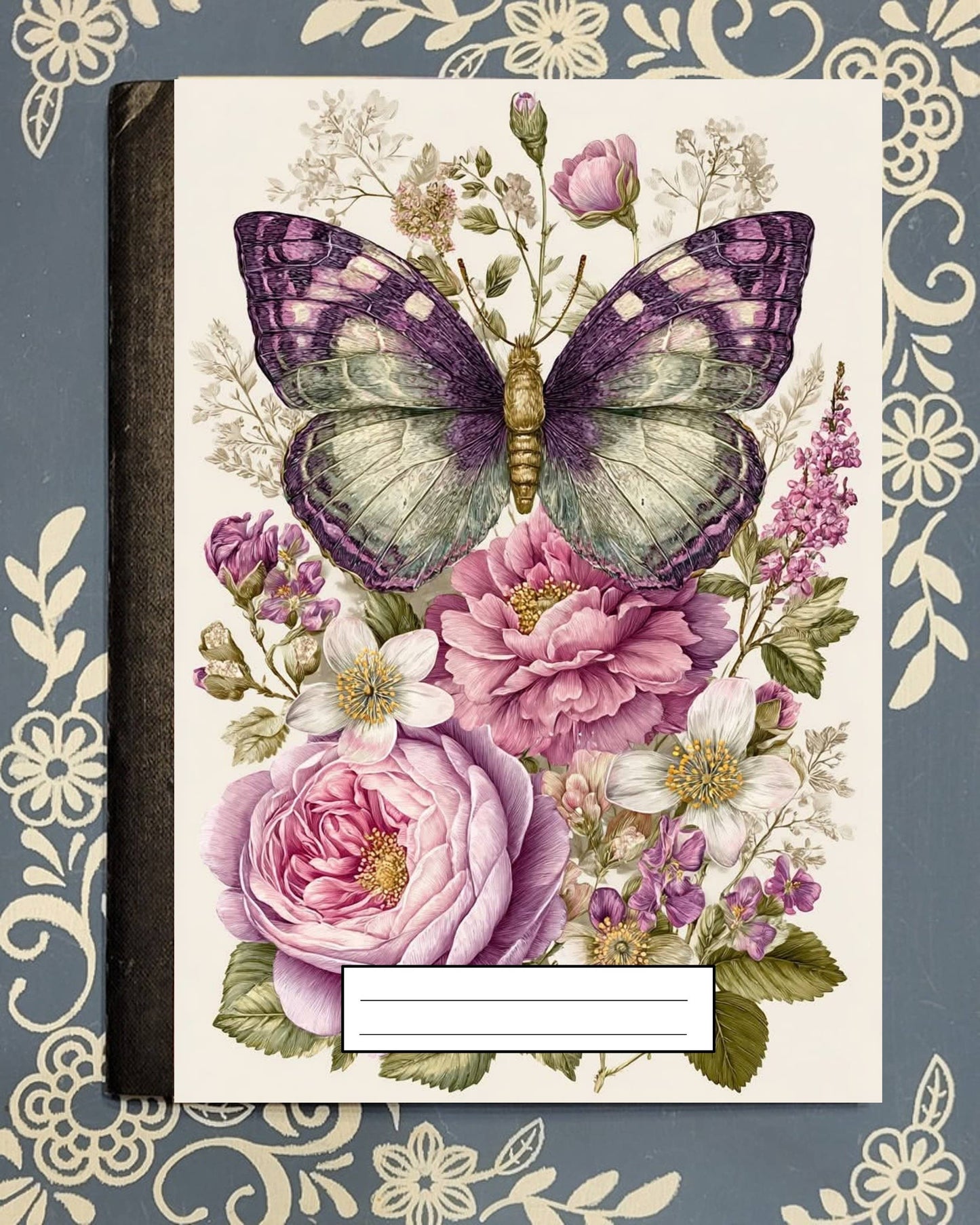 Butterfly, Purple, Covered Notebook