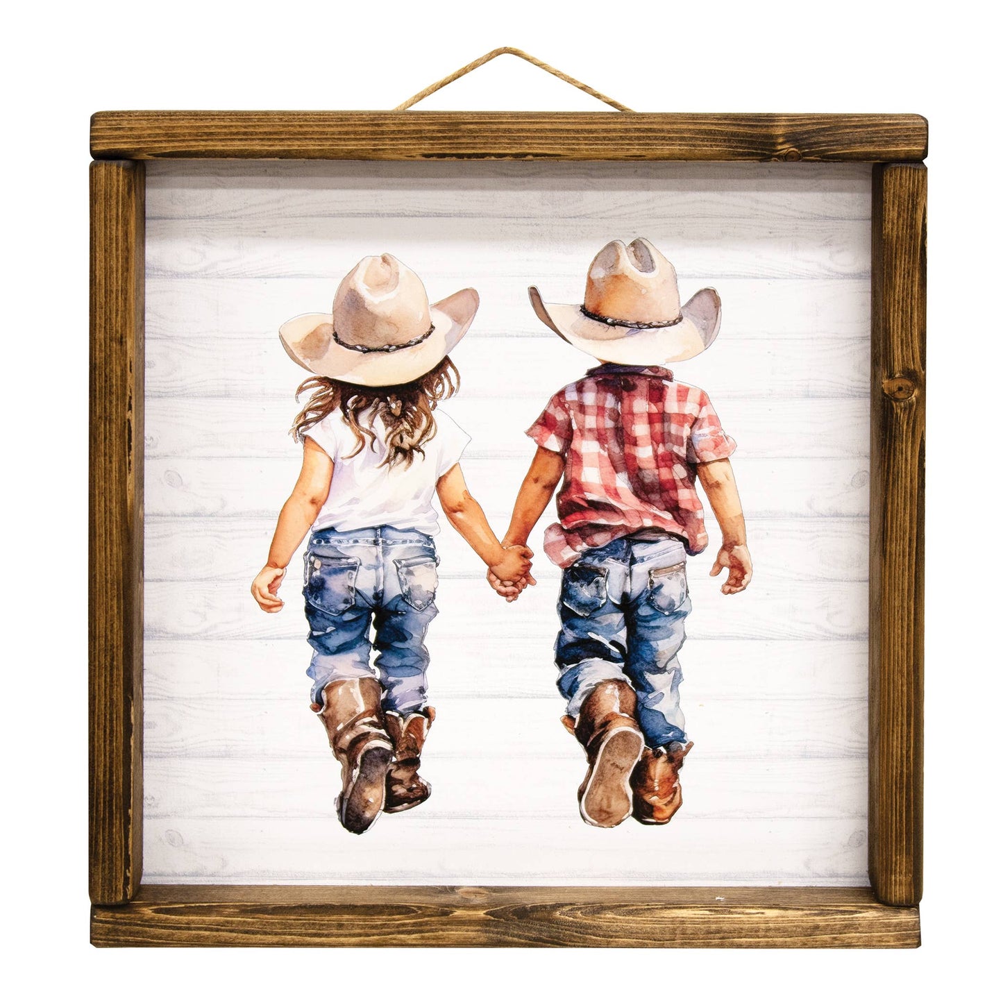 Country Boy & Girl Framed Print 12"
