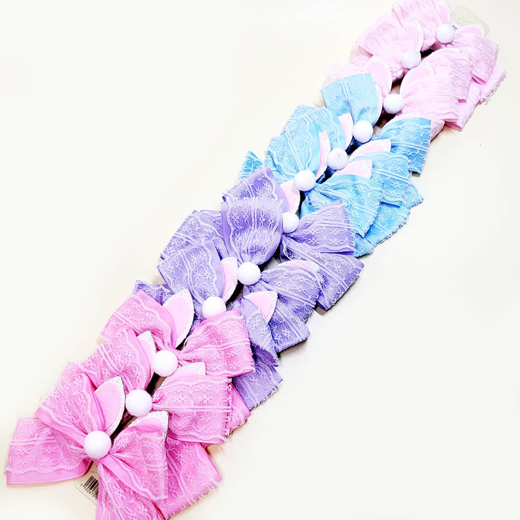 Easter Lace Bunny Ears and Tail Hair Bow