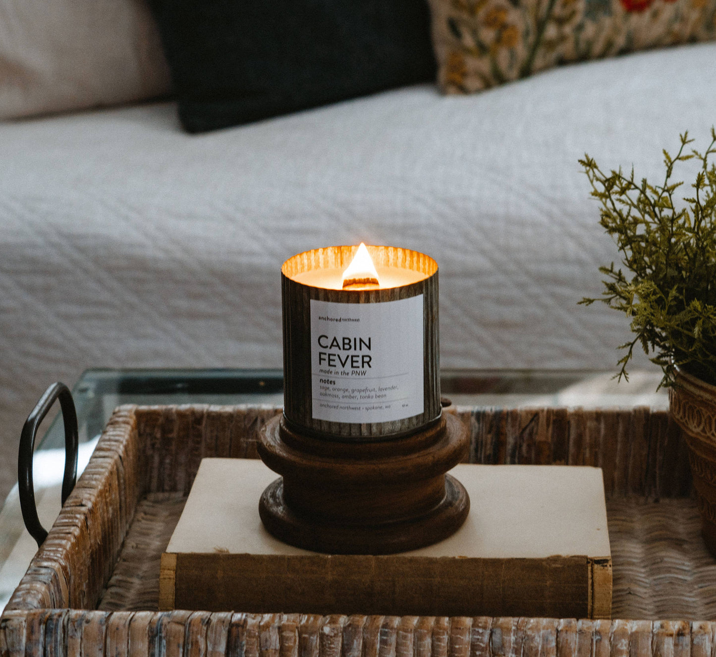 Staycation Rustic Vintage Farmhouse Wood Wick Candle
