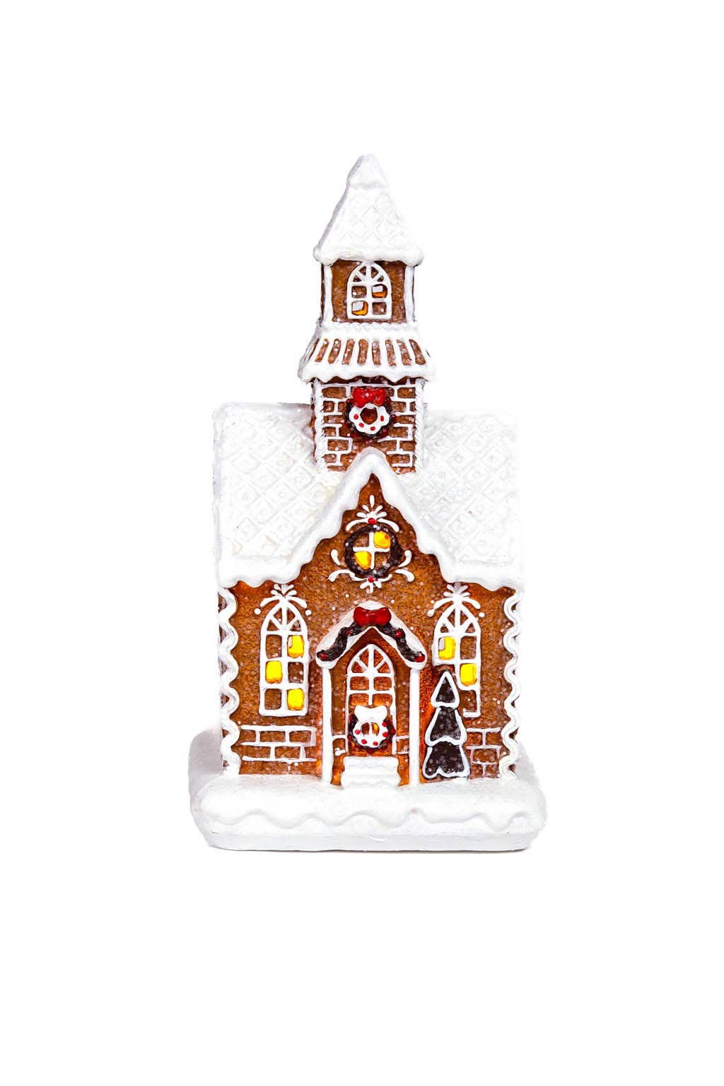 Brown/White Gingerbread Home Display with Sequins and Snow