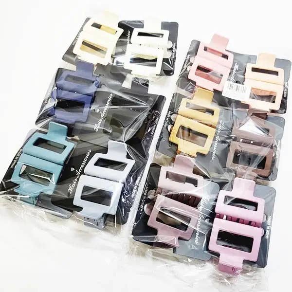 2 pcs Matte Color Hair Claw Clip Set