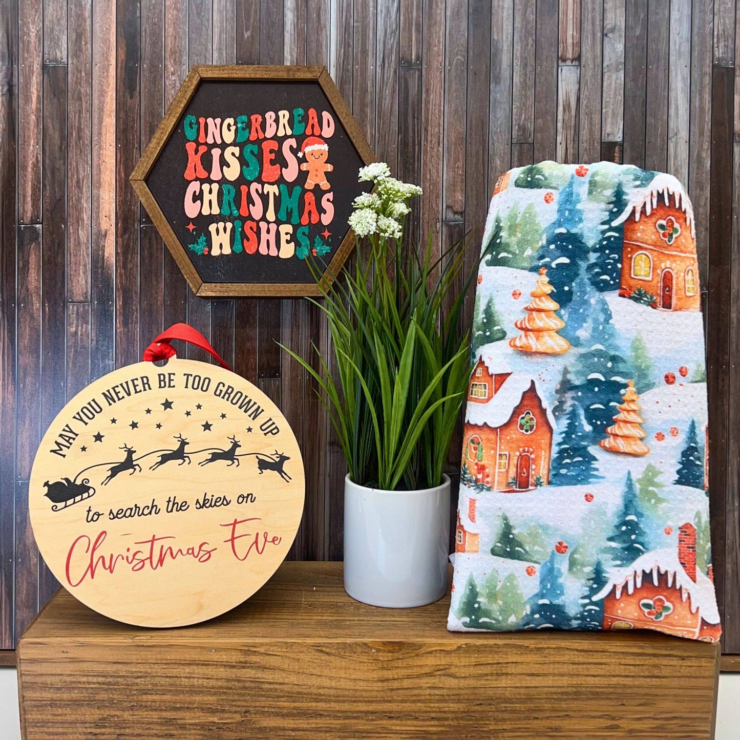 Gingerbread House Christmas Tea Towels With Hanging Loop