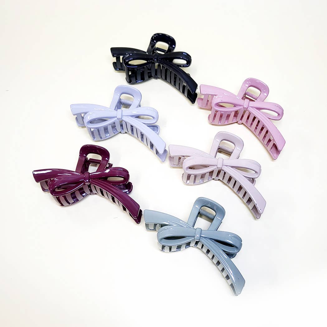 Glossy Color Ribbon Shape Hair Claw Clip