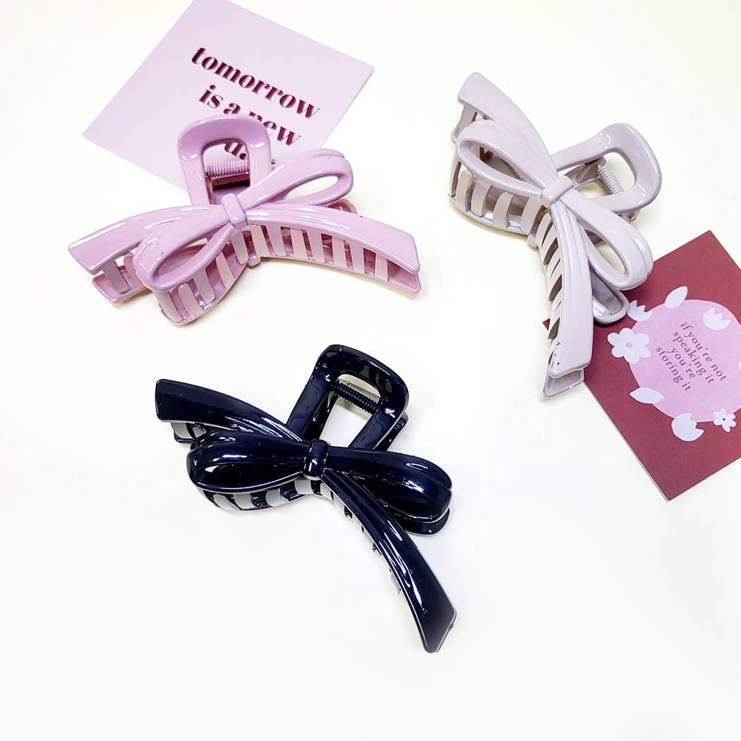 Glossy Color Ribbon Shape Hair Claw Clip