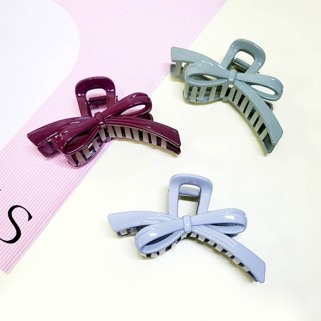 Glossy Color Ribbon Shape Hair Claw Clip