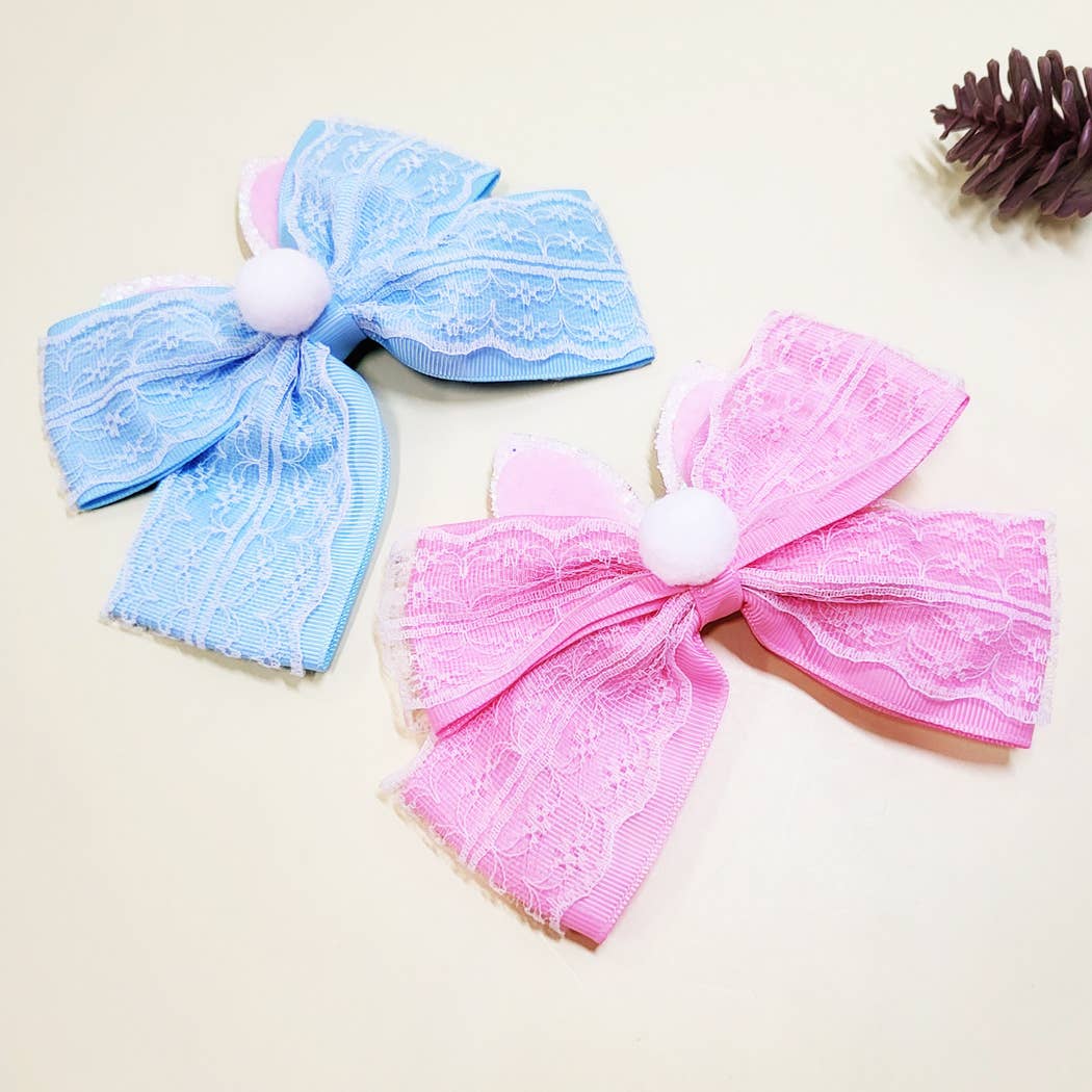 Easter Lace Bunny Ears and Tail Hair Bow