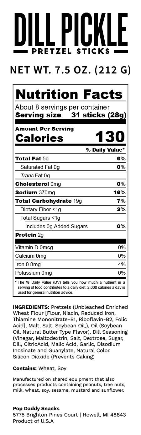 Pop Daddy – Dill Pickle Seasoned Pretzels 7.5oz