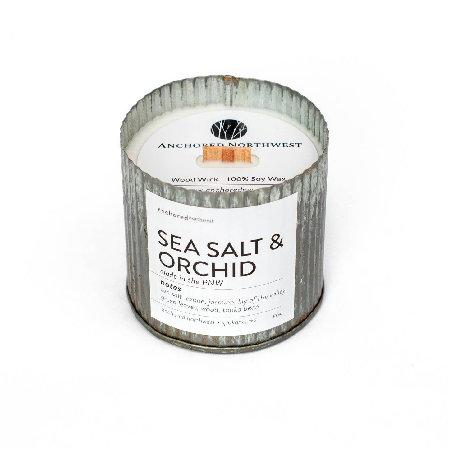 Sea Salt & Orchid Rustic Vintage Farmhouse Wood Wick Candle