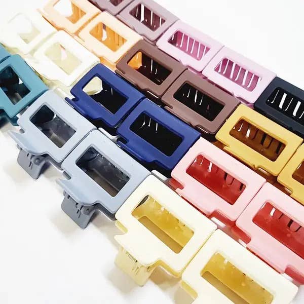 2 pcs Matte Color Hair Claw Clip Set