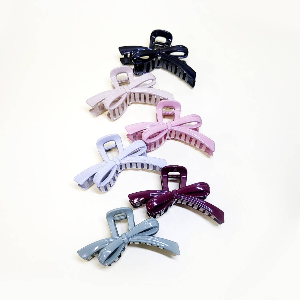 Glossy Color Ribbon Shape Hair Claw Clip