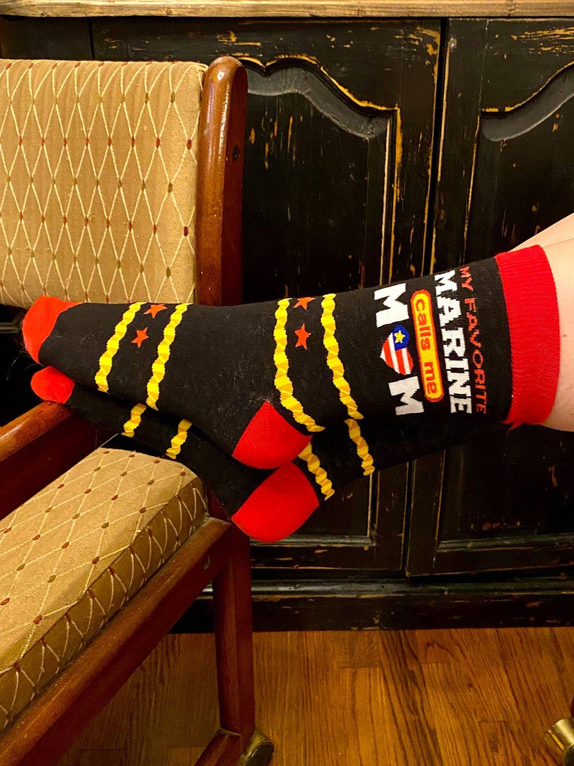 My Favorite Marine Calls Me Mom Women's Crew Socks