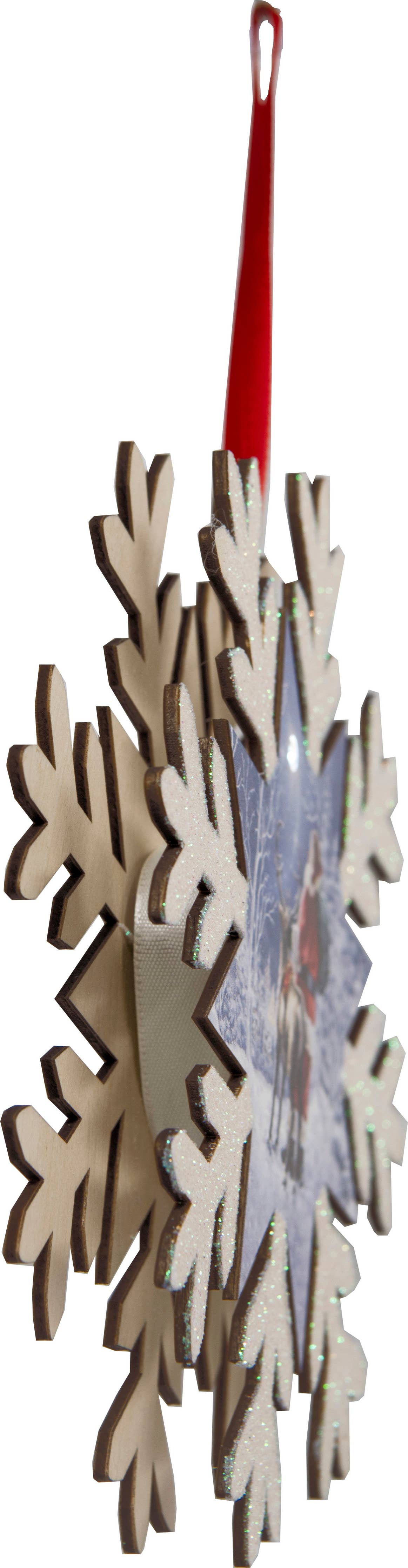 Snowy Pine Cardinal LED Wood Snowflake