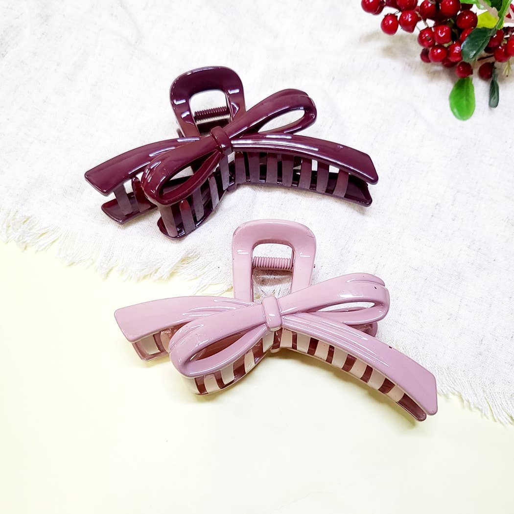 Glossy Color Ribbon Shape Hair Claw Clip