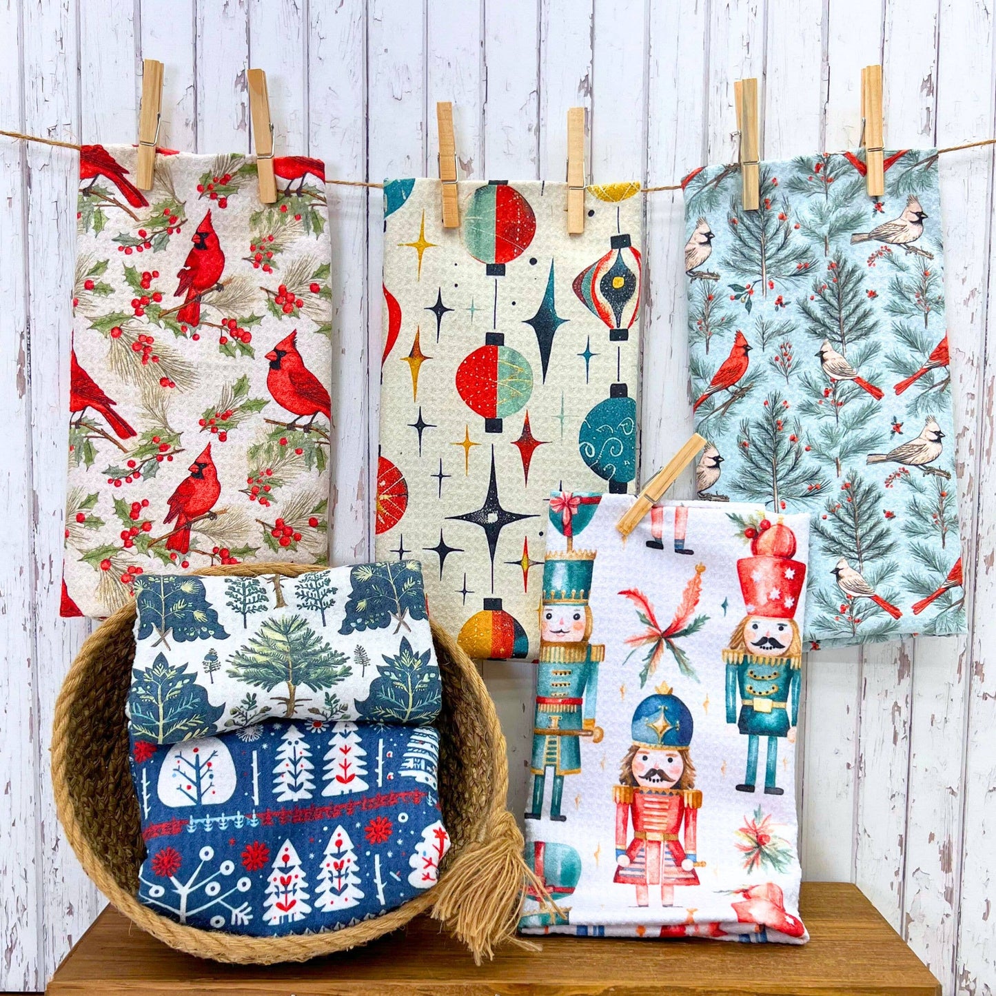 Christmas Nutcracker Christmas Decor Waffle Tea Towels