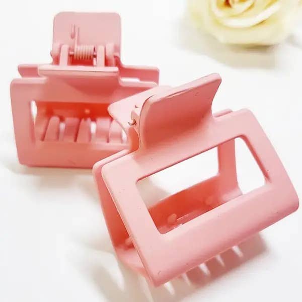 2 pcs Matte Color Hair Claw Clip Set