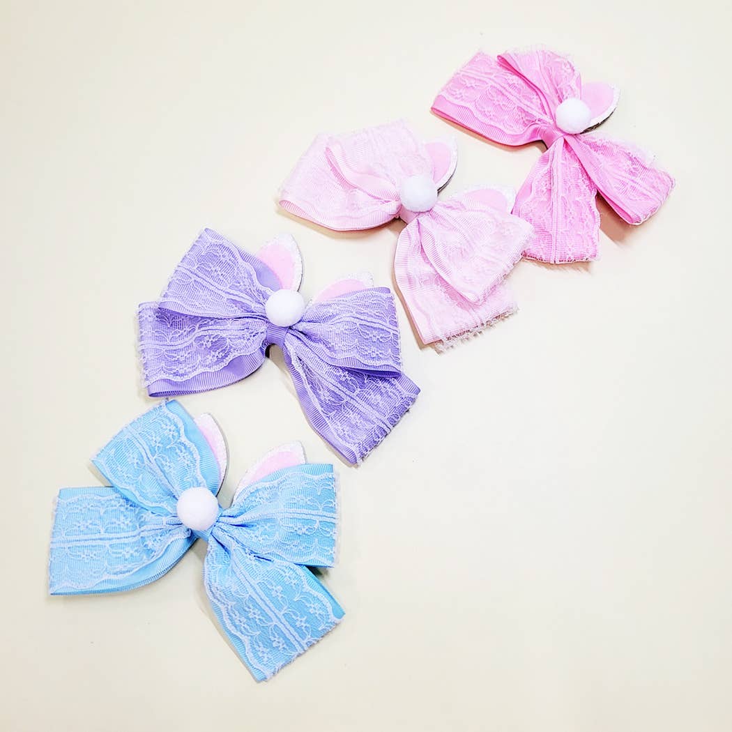 Easter Lace Bunny Ears and Tail Hair Bow