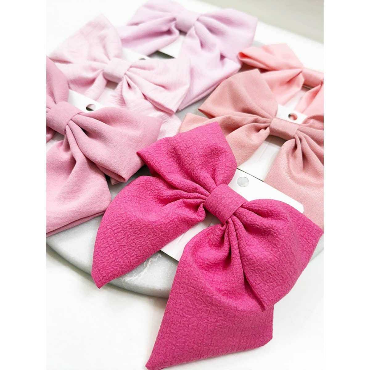 Pink Shade Double Layer Bow Hair Clips