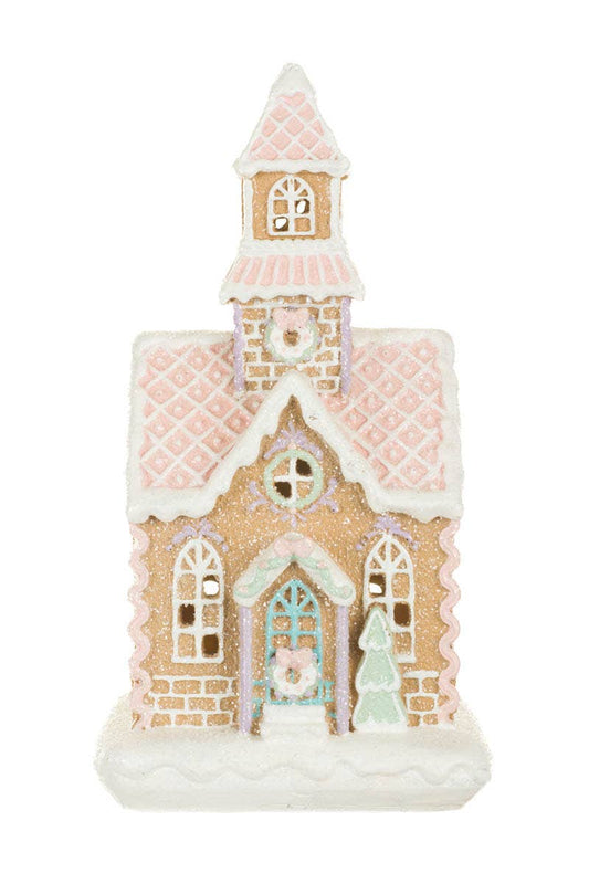 White/Pink Glittery Led Gingerbread House Display