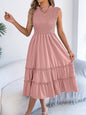 Light Pink Smocked Sleeveless Ruffle Tiered Maxi Dress