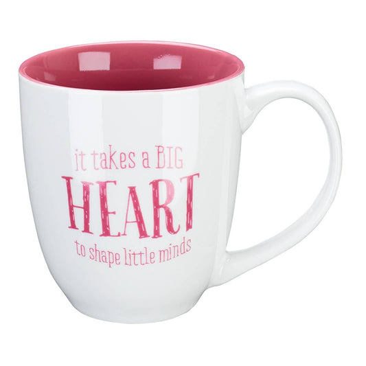 White/Pink Takes a Big Heart 1 Cor. 16:14 Mug