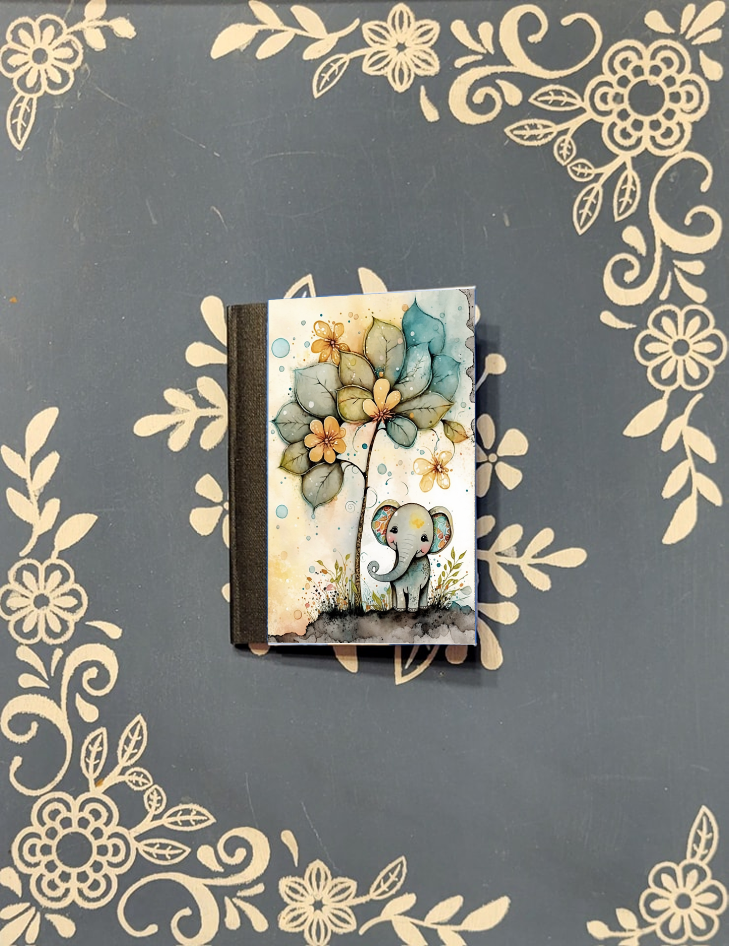 Elephant, Baby under a Tree, Covered Notebook