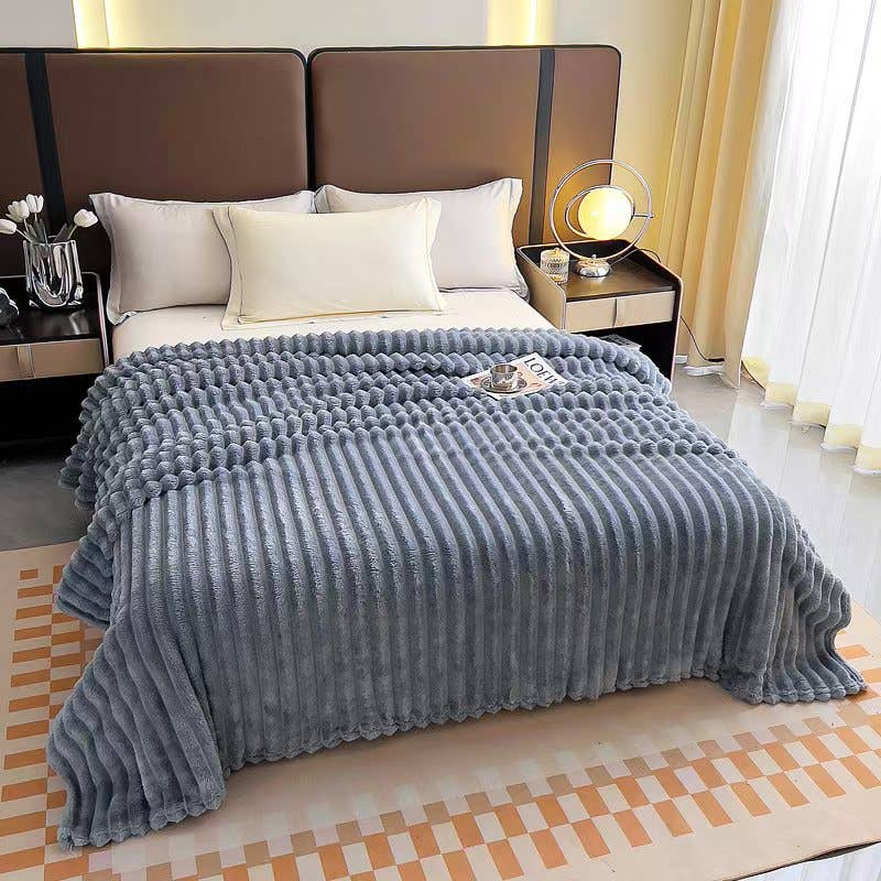 Stripe Fleece Throw – Ultra Plush Ribbed Blanket