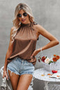 Satin Leopard Halter Tank Spaghetti Strap Cami Shirt