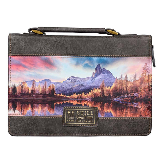 Bible Cover Classic Gray/Mountain Printed Be Still Ps. 46:10