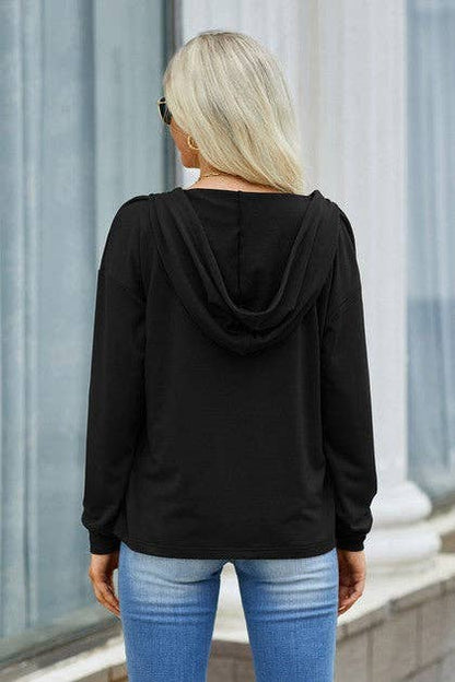 Lace V Neck Long Sleeves Hoodie