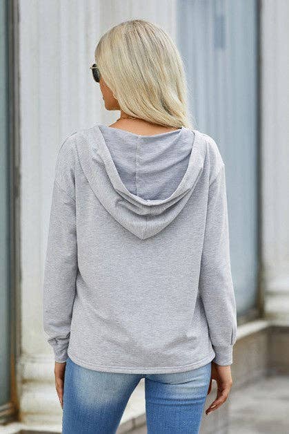Lace V Neck Long Sleeves Hoodie