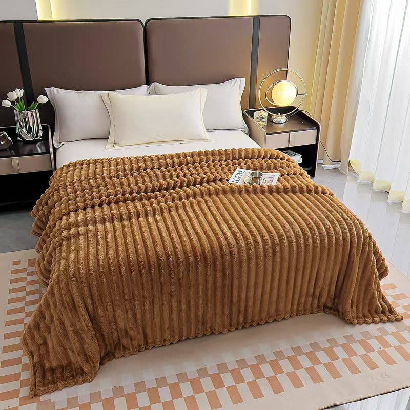 Stripe Fleece Throw – Ultra Plush Ribbed Blanket